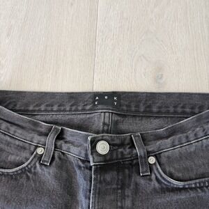 ASKET The Black Denim Jeans Mens 30x29 Black Straight Fit Button Fly Italy